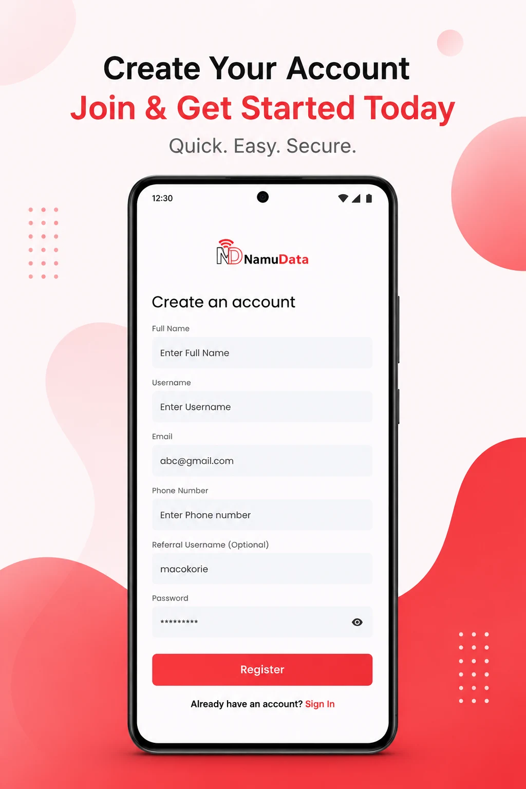 Namudata screenshot